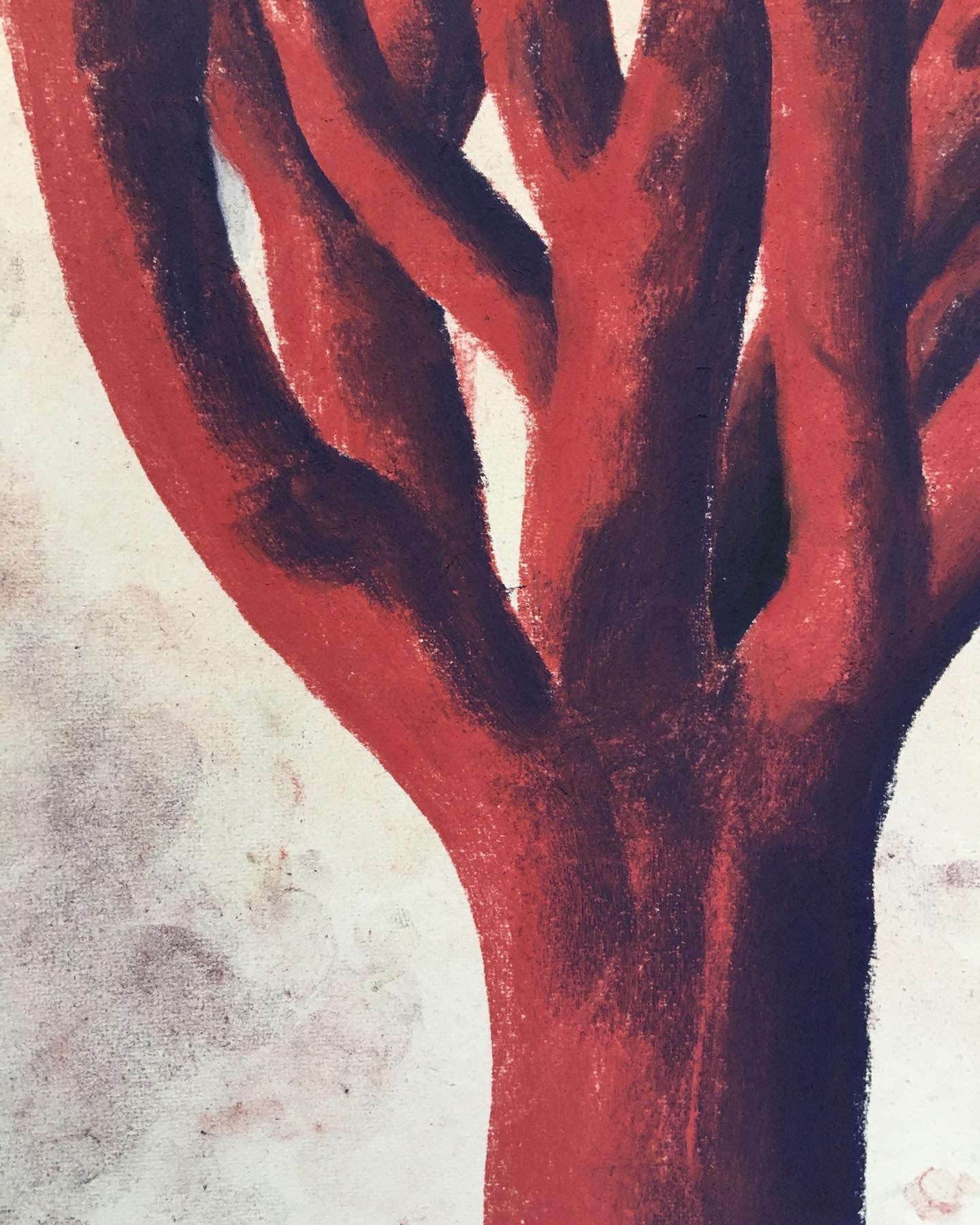 ORIGINAL: RED TREE - Original Pastel Drawing