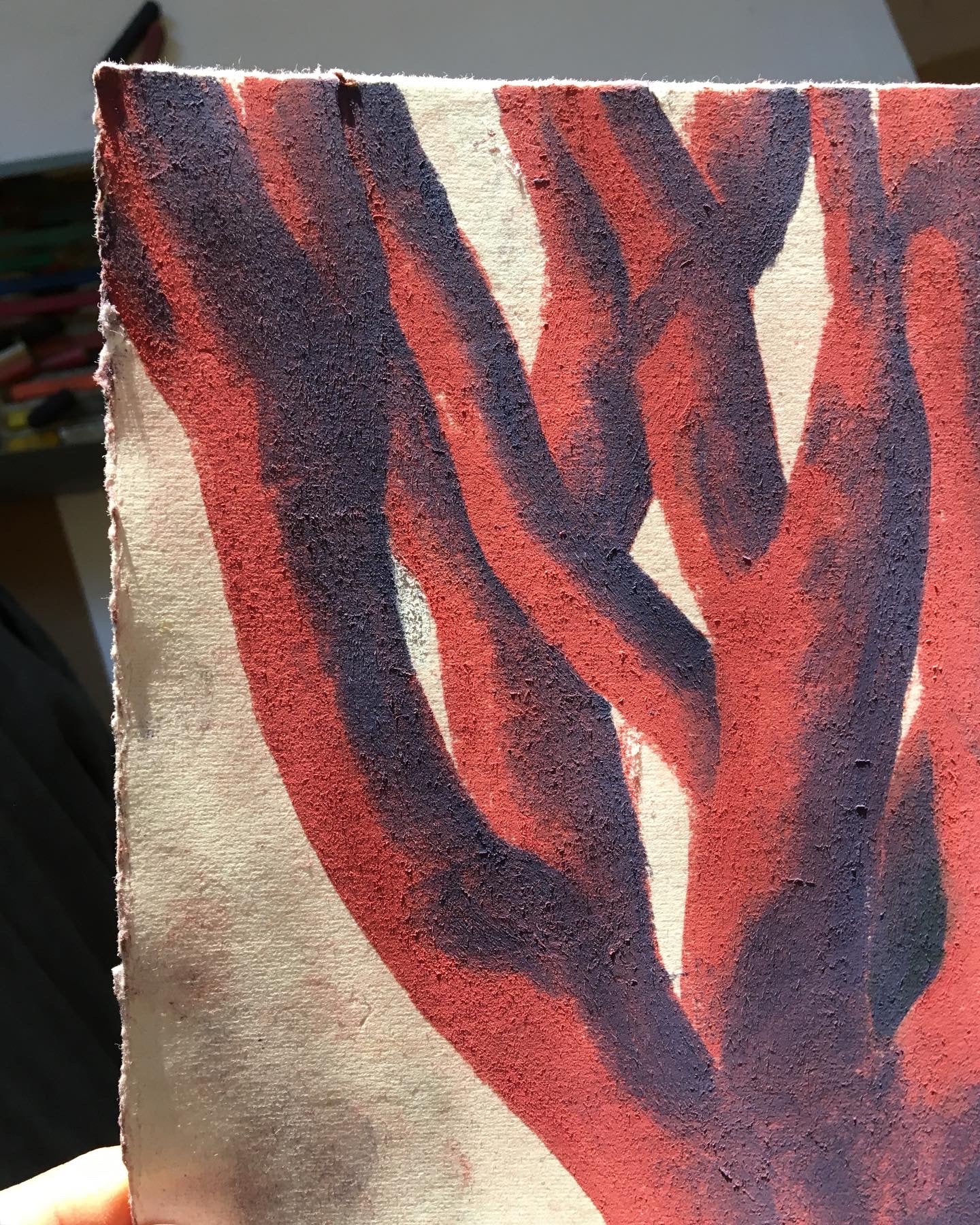 ORIGINAL: RED TREE - Original Pastel Drawing