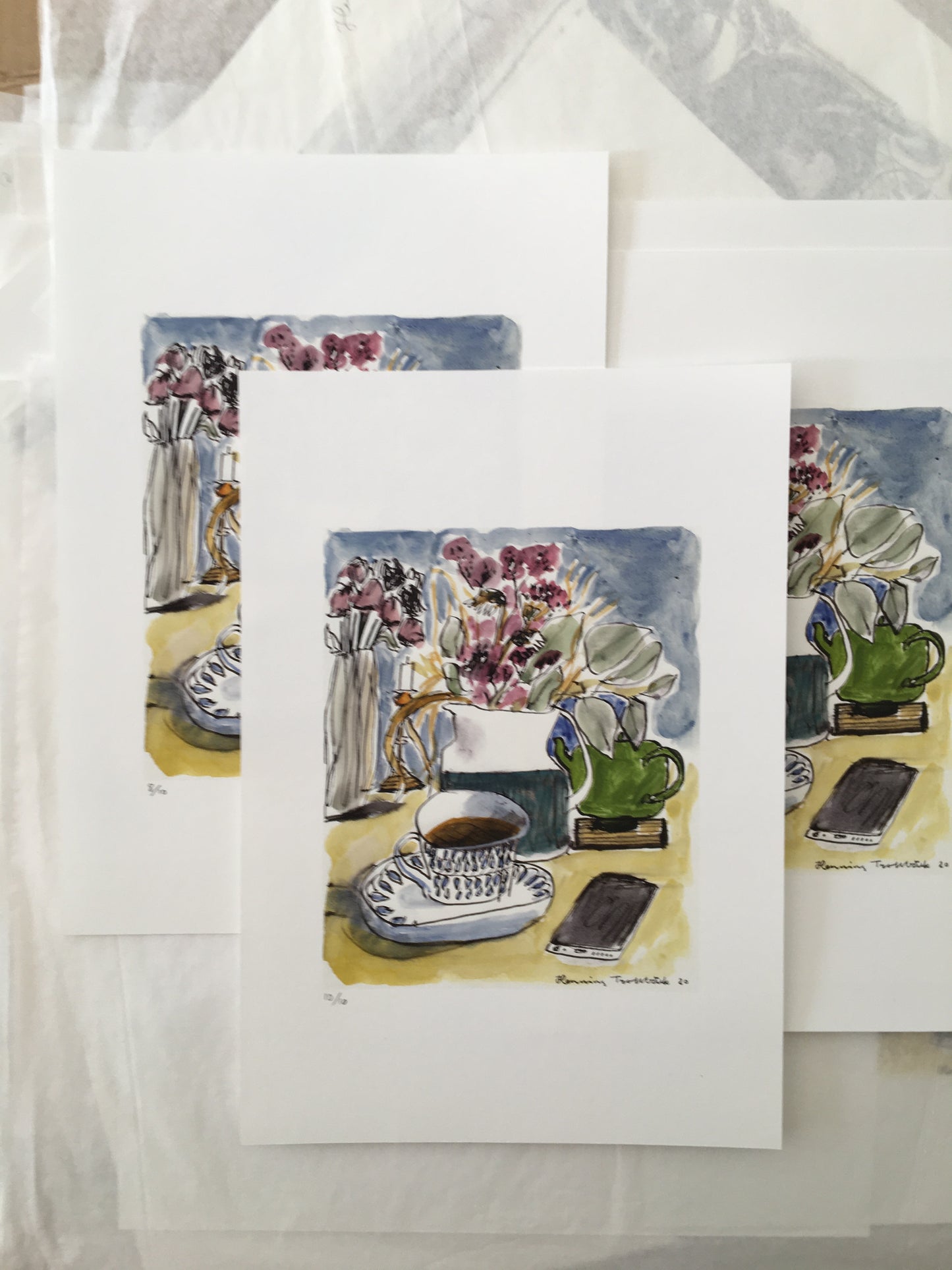 Tea and flowers - Limited Edition Art Print
