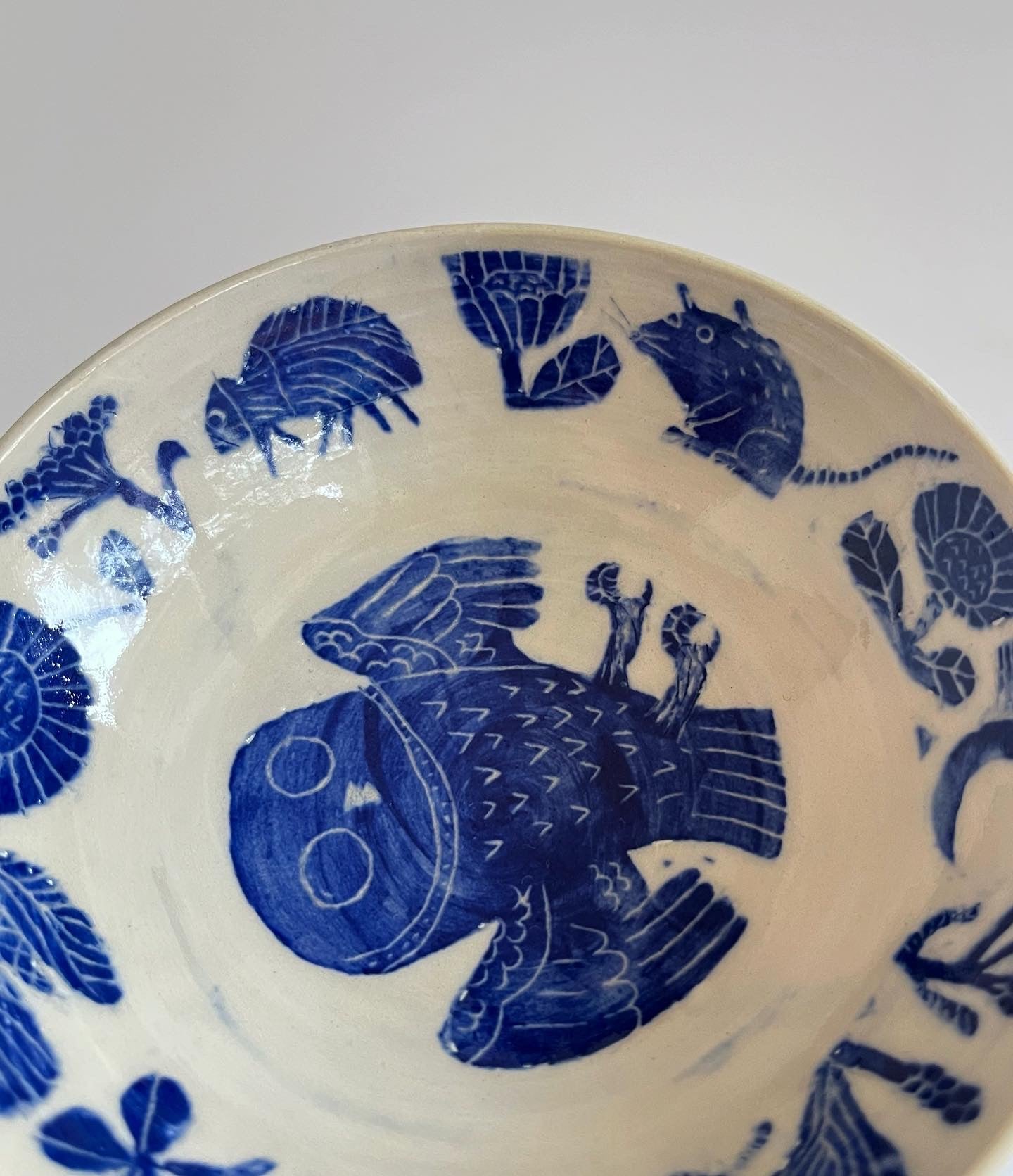 Cobalt Blue Owl Bowl