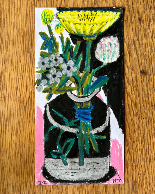 Oil Pastel Drawing: weeds in a bottle