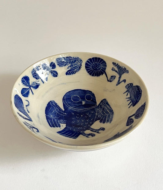 Cobalt Blue Owl Bowl